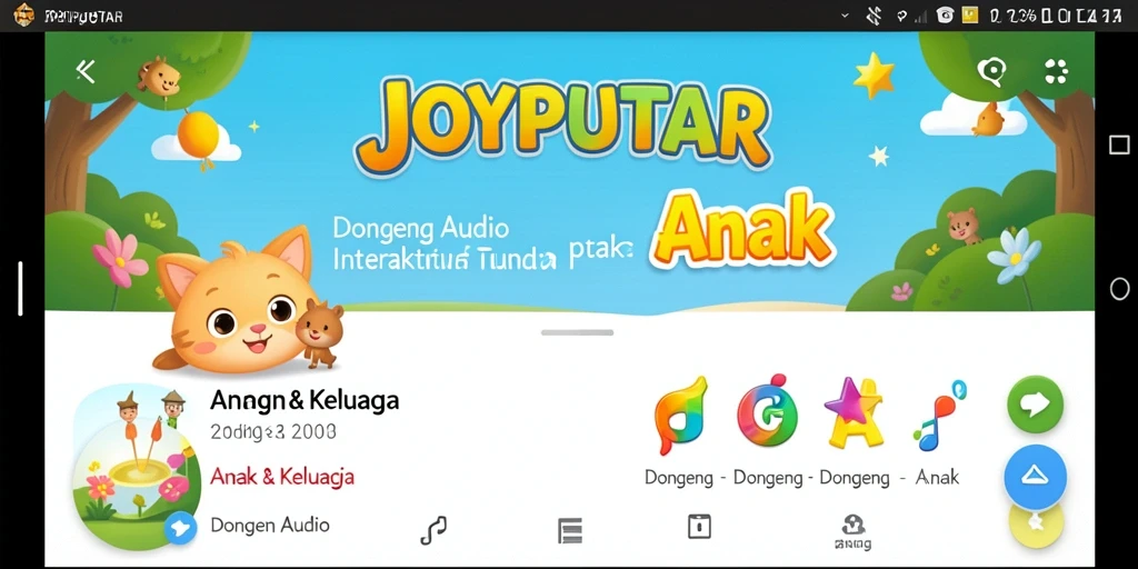 Tampilan antarmuka JOYPUTAR yang ramah dan ceria untuk anak-anak.